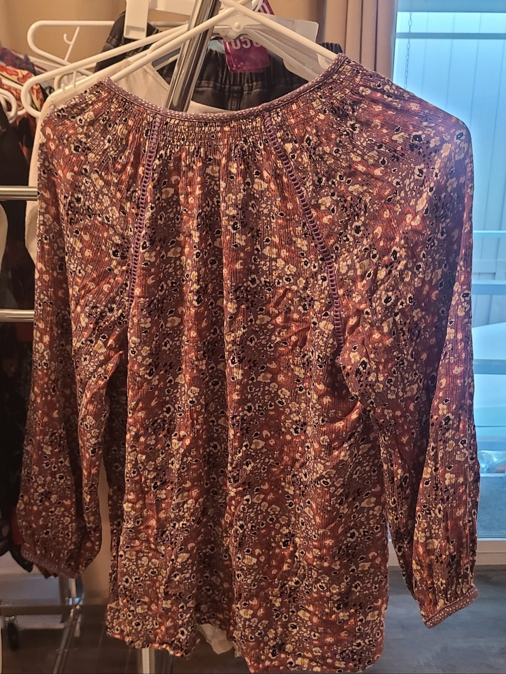 Lavender Pink Floral Boho Top, Medium but Fits Small - Picture 3 of 8